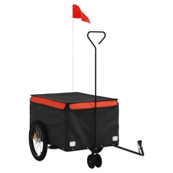 Remorque de vélo noir et orange 30 kg fer 