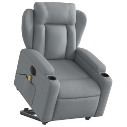 Fauteuil inclinable de massage électrique Gris clair Tissu 