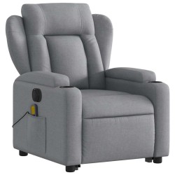 Fauteuil inclinable de massage électrique Gris clair Tissu 
