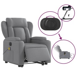 Fauteuil inclinable de massage électrique Gris clair Tissu 