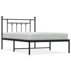 Cadre de lit métal sans matelas avec tête de lit noir 107x203cm 