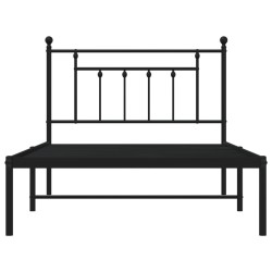 Cadre de lit métal sans matelas avec tête de lit noir 107x203cm 