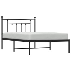 Cadre de lit métal sans matelas avec tête de lit noir 107x203cm 