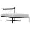 Cadre de lit métal sans matelas avec tête de lit noir 107x203cm 