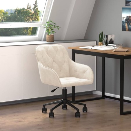 Chaise pivotante de bureau Crème Velours 