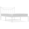 Cadre de lit métal sans matelas et tête de lit blanc 107x203 cm 