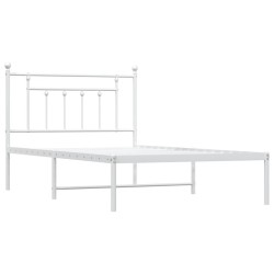 Cadre de lit métal sans matelas et tête de lit blanc 107x203 cm 