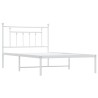 Cadre de lit métal sans matelas et tête de lit blanc 107x203 cm 