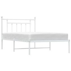 Cadre de lit métal sans matelas et tête de lit blanc 107x203 cm 