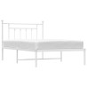 Cadre de lit métal sans matelas et tête de lit blanc 107x203 cm 