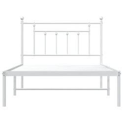 Cadre de lit métal sans matelas et tête de lit blanc 107x203 cm 