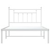 Cadre de lit métal sans matelas et tête de lit blanc 107x203 cm 