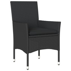 Ensemble à manger de jardin et coussins 5 pcs noir rotin acacia 