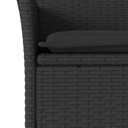 Ensemble à manger de jardin et coussins 5 pcs noir rotin acacia 