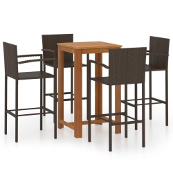 Ensemble de bar de jardin 5 pcs Marron 