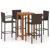 Ensemble de bar de jardin 5 pcs Marron 
