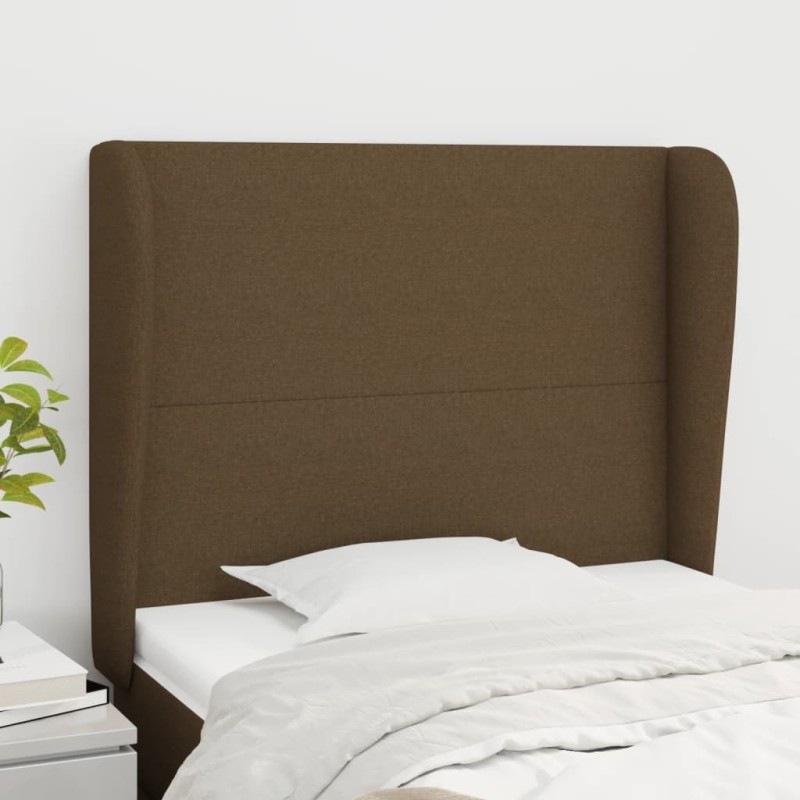 Tête de lit avec oreilles Marron foncé 83x23x118/128 cm Tissu 