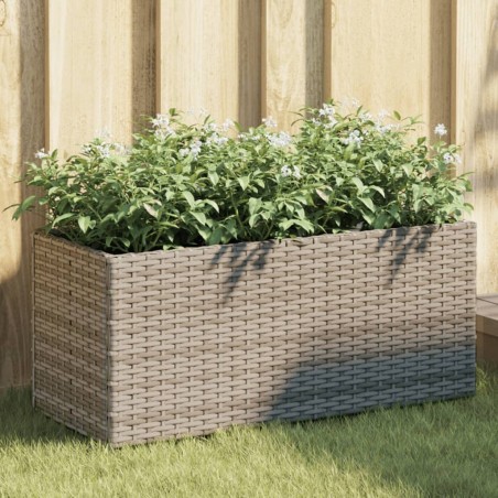 Jardinières avec 2 pots 2 pcs gris 72x30x32 cm résine tressée 