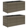 Jardinières avec 2 pots 2 pcs gris 72x30x32 cm résine tressée 