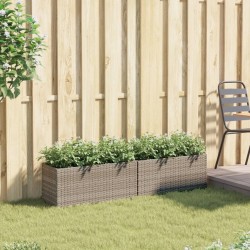 Jardinières avec 2 pots 2 pcs gris 72x30x32 cm résine tressée 