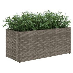Jardinières avec 2 pots 2 pcs gris 72x30x32 cm résine tressée 