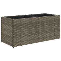 Jardinières avec 2 pots 2 pcs gris 72x30x32 cm résine tressée 