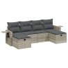 Salon de jardin 6 pcs avec coussins gris clair résine tressée 