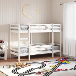 Lit superposé sans matelas blanc 75x190 cm bois de pin massif 