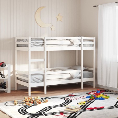 Lit superposé sans matelas blanc 75x190 cm bois de pin massif 