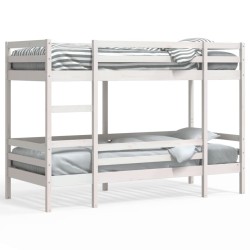 Lit superposé sans matelas blanc 75x190 cm bois de pin massif 