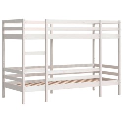 Lit superposé sans matelas blanc 75x190 cm bois de pin massif 