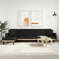 Canapé-lit en forme de L noir 271x140x70 cm velours 