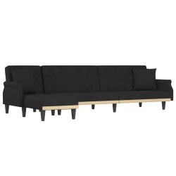 Canapé-lit en forme de L noir 271x140x70 cm velours 