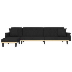 Canapé-lit en forme de L noir 271x140x70 cm velours 