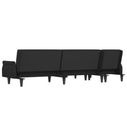 Canapé-lit en forme de L noir 271x140x70 cm velours 