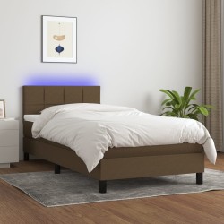 Sommier à lattes de lit et matelas et LED Marron foncé 80x200cm 