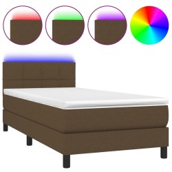 Sommier à lattes de lit et matelas et LED Marron foncé 80x200cm 