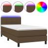 Sommier à lattes de lit et matelas et LED Marron foncé 80x200cm 
