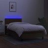 Sommier à lattes de lit et matelas et LED Marron foncé 80x200cm 
