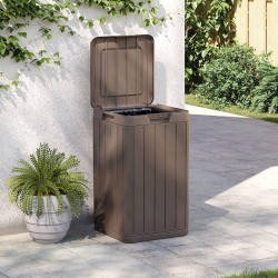 Poubelle d'extérieur marron 38x38x65 cm PP 