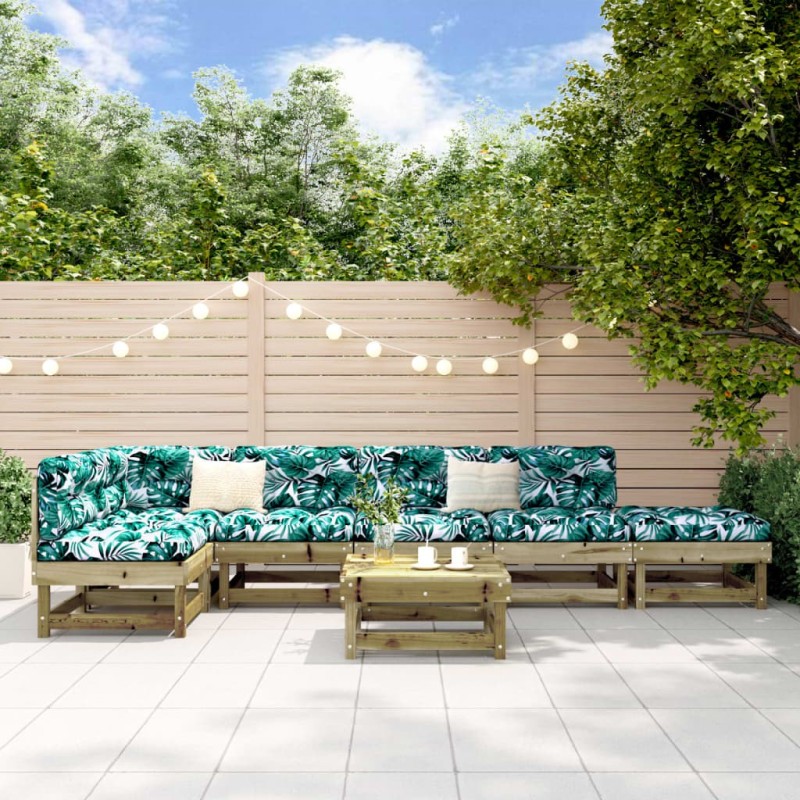 Salon de jardin 7 pcs bois de pin imprégné 
