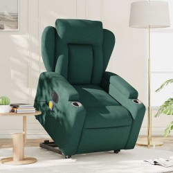 Fauteuil inclinable de massage électrique Vert foncé Tissu 