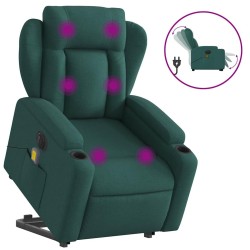 Fauteuil inclinable de massage électrique Vert foncé Tissu 