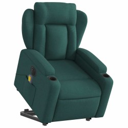 Fauteuil inclinable de massage électrique Vert foncé Tissu 