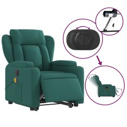 Fauteuil inclinable de massage électrique Vert foncé Tissu 