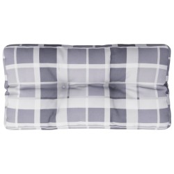 Coussin de palette motif à carreaux gris 70x40x12 cm tissu 