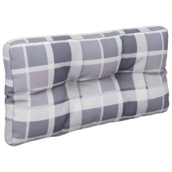 Coussin de palette motif à carreaux gris 70x40x12 cm tissu 