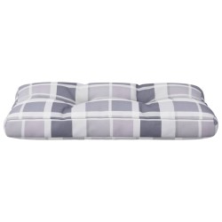 Coussin de palette motif à carreaux gris 70x40x12 cm tissu 
