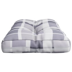 Coussin de palette motif à carreaux gris 70x40x12 cm tissu 