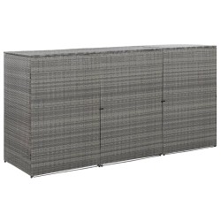 Abri de poubelle triple Anthracite 229x78x120cm Résine tressée  